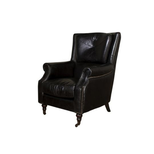 Springfield Aged Full Grain Leather Chair Black